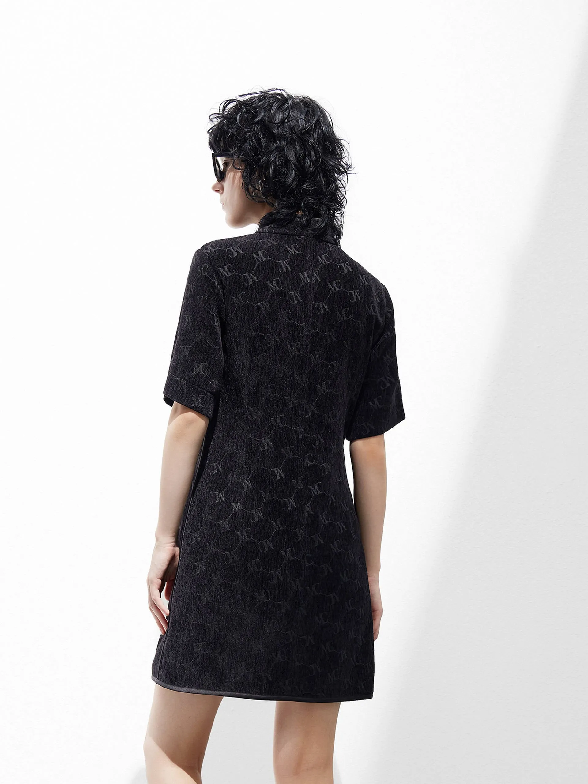 Logo Slanted Placket Dress