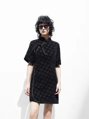 Logo Slanted Placket Dress