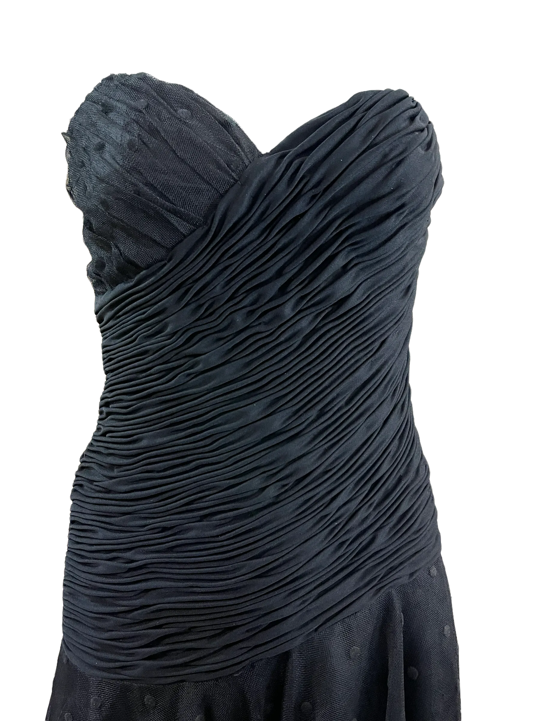 Loris Azzaro 80s Black Strapless Party Dress with Red Underskirt