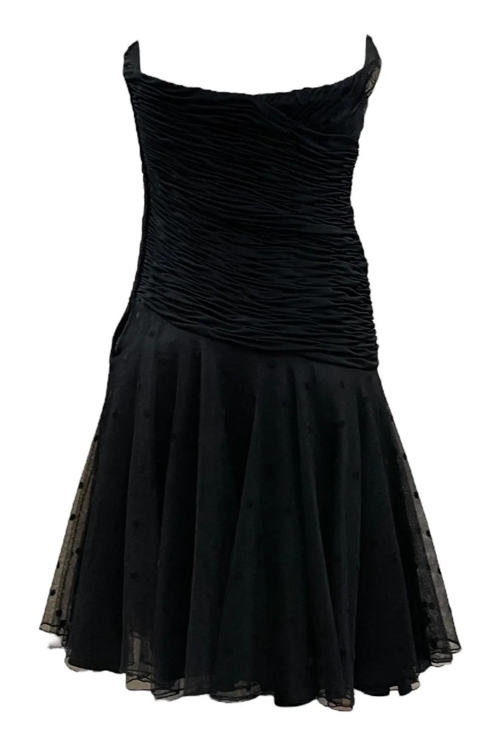 Loris Azzaro 80s Black Strapless Party Dress with Red Underskirt