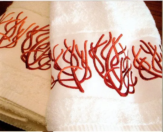Luxury Plush Embroidered Coral Towels & Mats