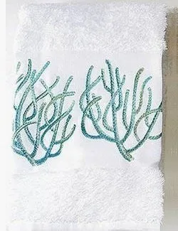 Luxury Plush Embroidered Coral Towels & Mats