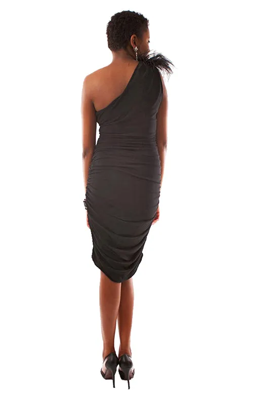 Marie One Shoulder Dress - Black