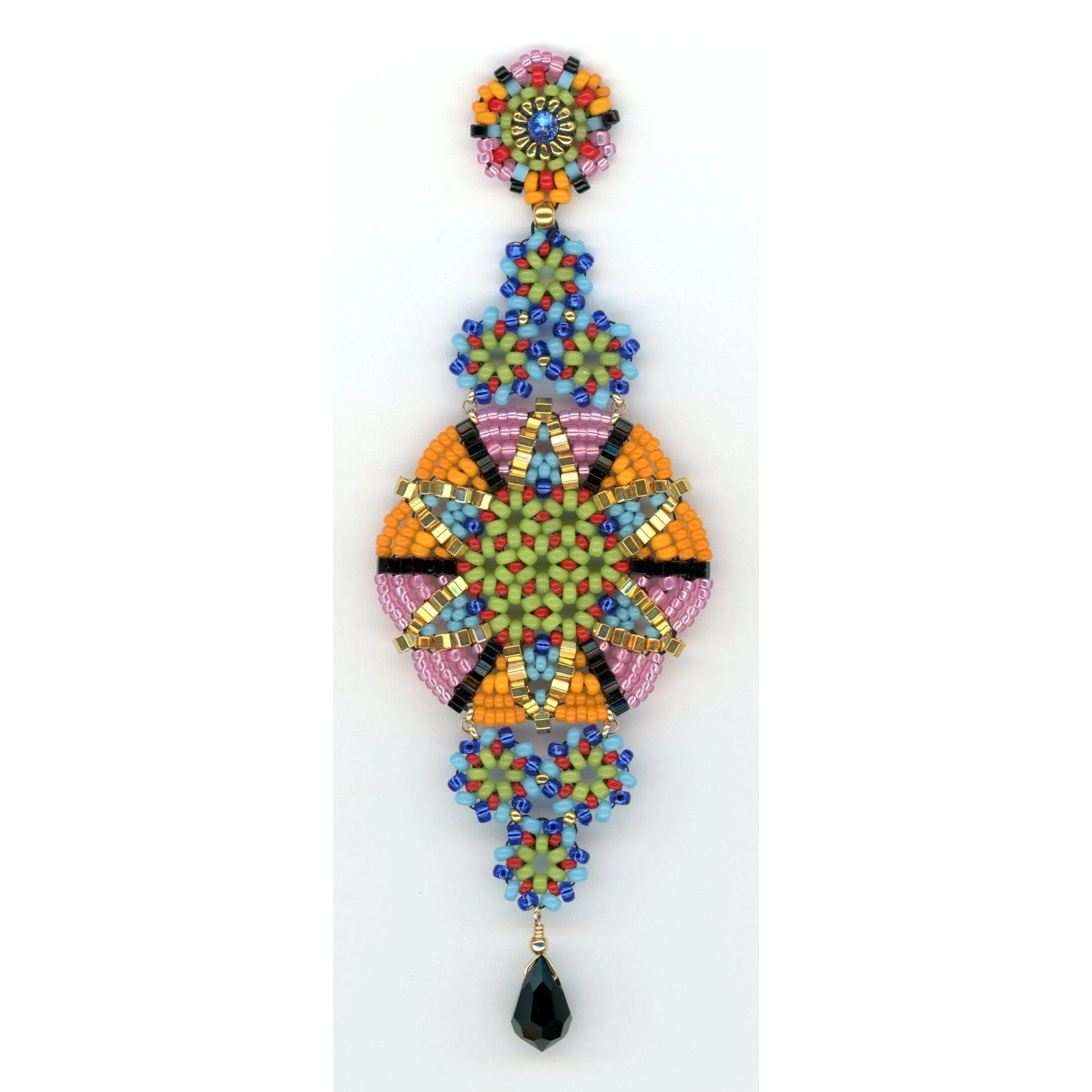 Miguel Ases  Multi Bright Earring with  Crystal Drop