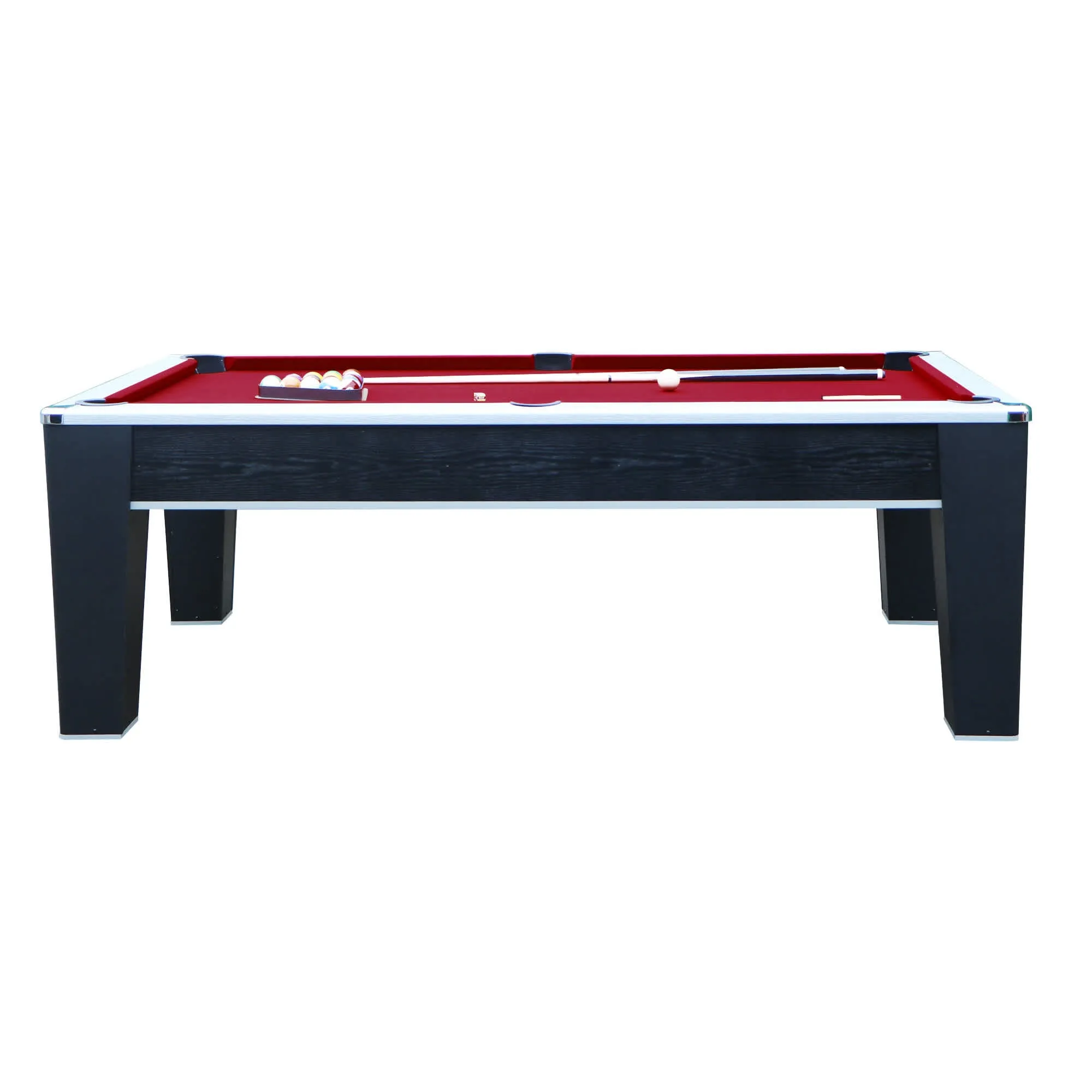 Mirage 90-in Pool Table - Black and Silver with Dark Red Felt