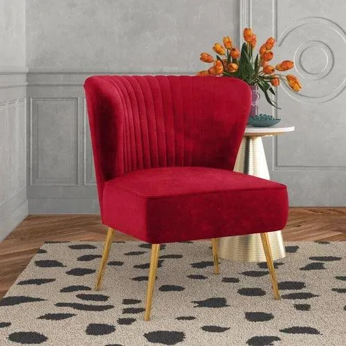 Modern Wide Tufted Velvet Wing Chair for Living Room (Metal Legs)