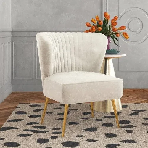 Modern Wide Tufted Velvet Wing Chair for Living Room (Metal Legs)