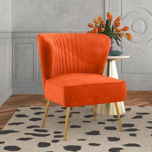 Modern Wide Tufted Velvet Wing Chair for Living Room (Metal Legs)