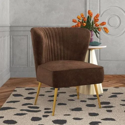 Modern Wide Tufted Velvet Wing Chair for Living Room (Metal Legs)