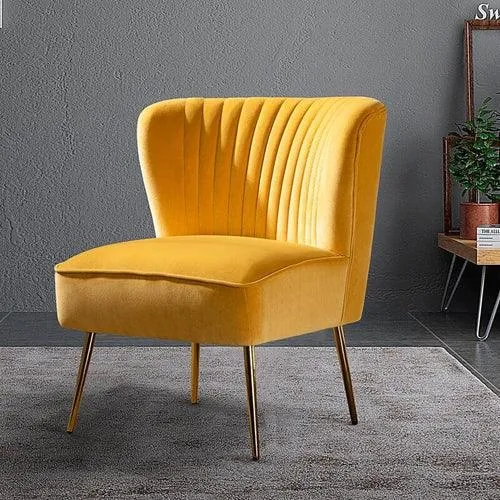 Modern Wide Tufted Velvet Wing Chair for Living Room (Metal Legs)