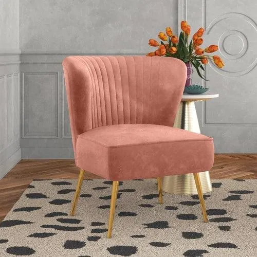 Modern Wide Tufted Velvet Wing Chair for Living Room (Metal Legs)