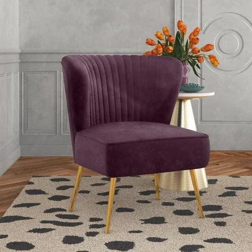 Modern Wide Tufted Velvet Wing Chair for Living Room (Metal Legs)