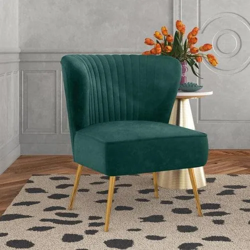 Modern Wide Tufted Velvet Wing Chair for Living Room (Metal Legs)
