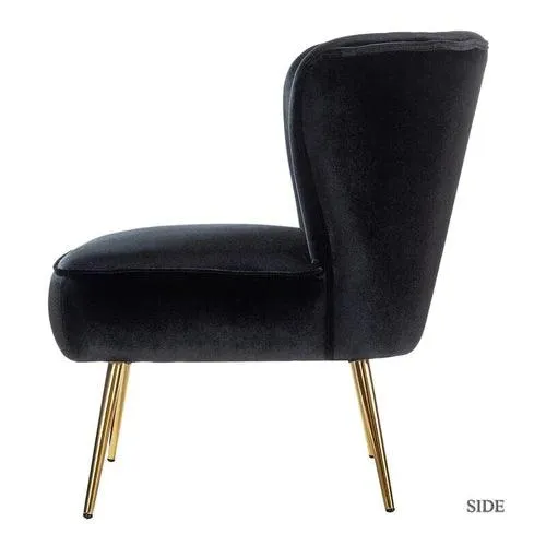 Modern Wide Tufted Velvet Wing Chair for Living Room (Metal Legs)