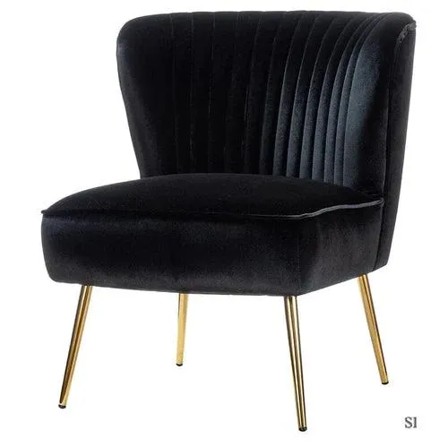 Modern Wide Tufted Velvet Wing Chair for Living Room (Metal Legs)