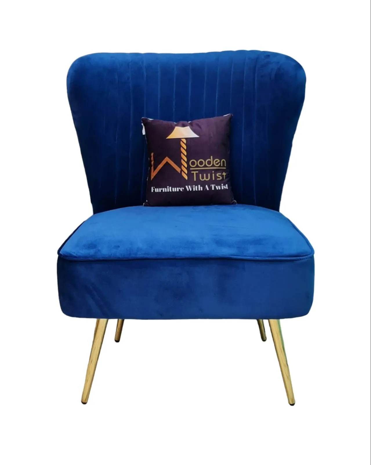 Modern Wide Tufted Velvet Wing Chair for Living Room (Metal Legs)