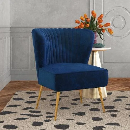 Modern Wide Tufted Velvet Wing Chair for Living Room (Metal Legs)