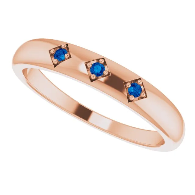 Natural Trio Blue Sapphire Stackable Ring