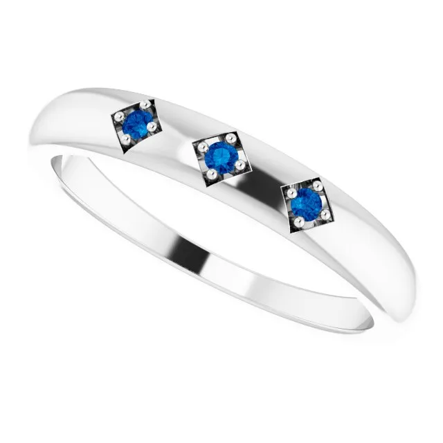 Natural Trio Blue Sapphire Stackable Ring