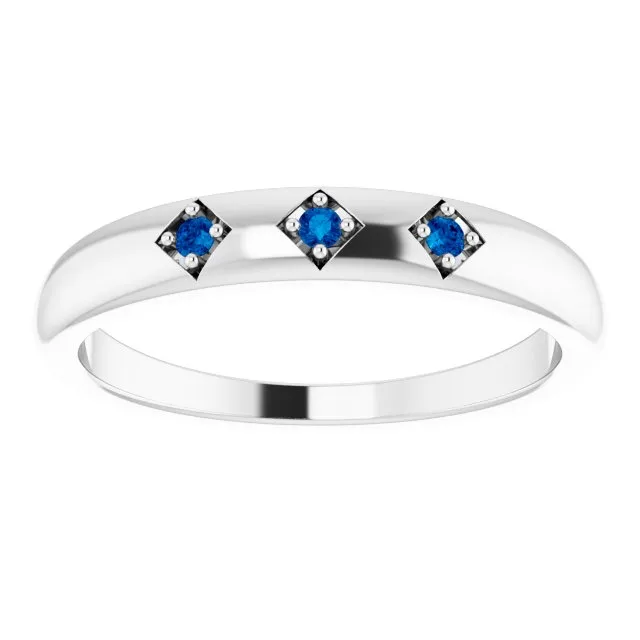 Natural Trio Blue Sapphire Stackable Ring
