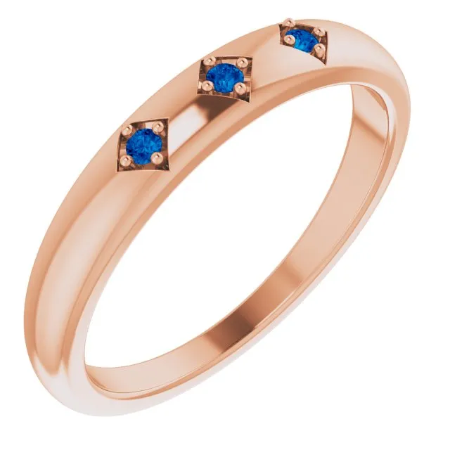 Natural Trio Blue Sapphire Stackable Ring
