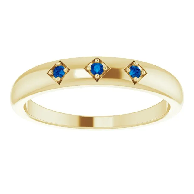 Natural Trio Blue Sapphire Stackable Ring