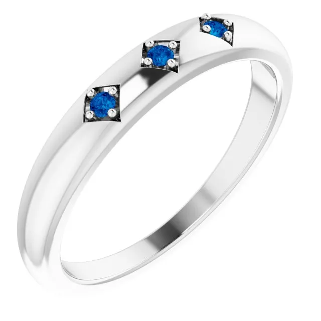 Natural Trio Blue Sapphire Stackable Ring