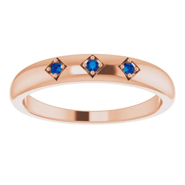Natural Trio Blue Sapphire Stackable Ring