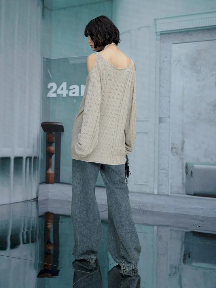 Off-the-shoulder design knitwear【s0000006781】