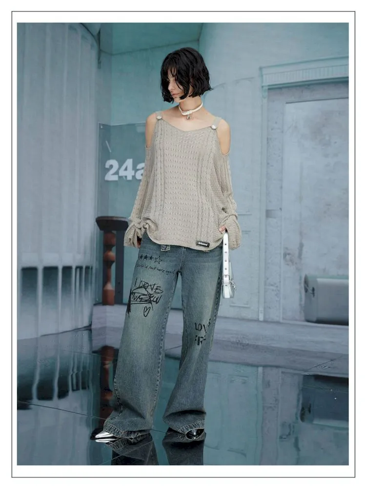 Off-the-shoulder design knitwear【s0000006781】