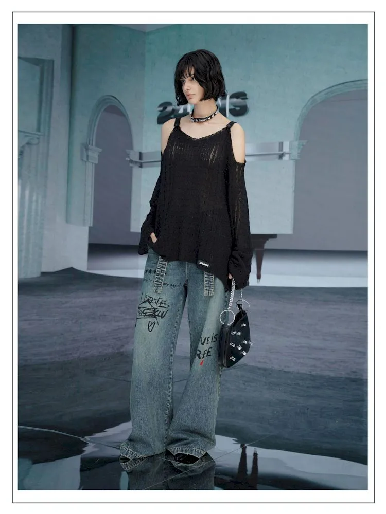 Off-the-shoulder design knitwear【s0000006781】