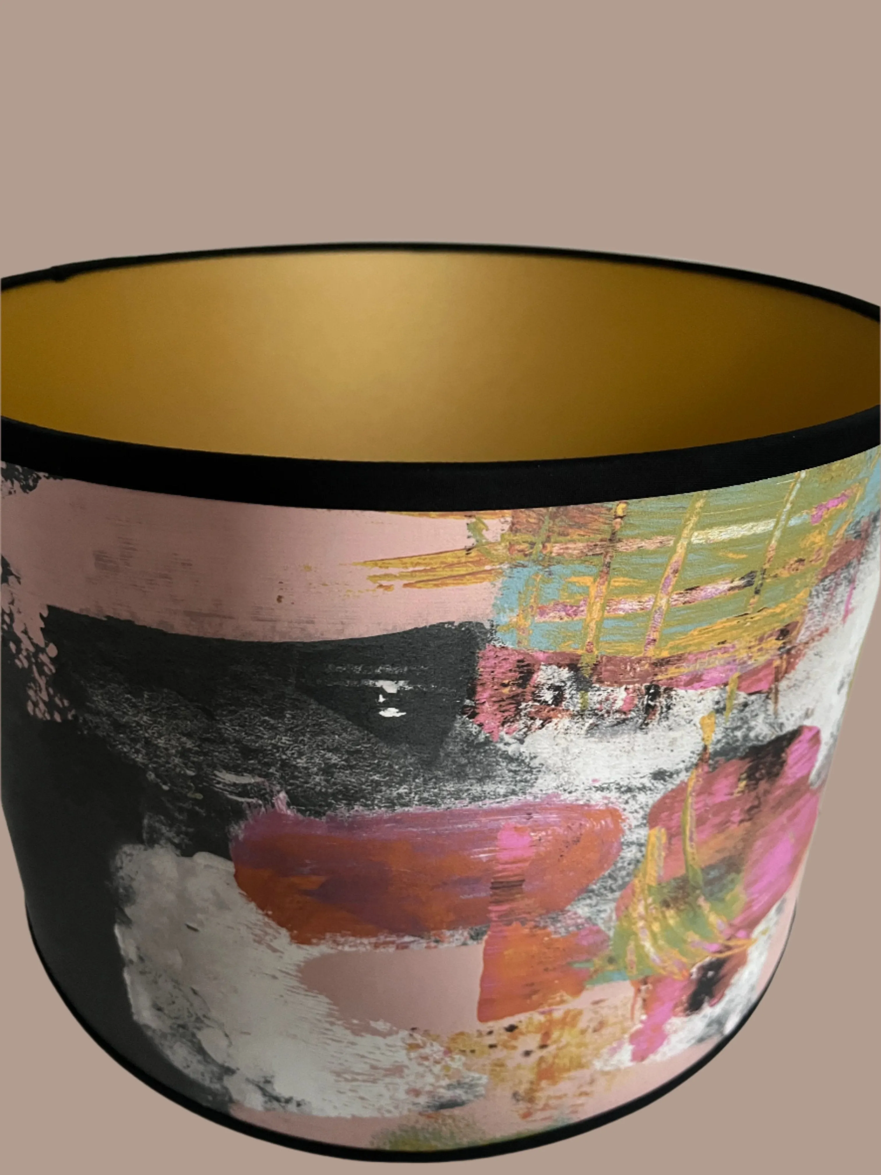 Painterly Abstract Lamp shade - Black - 24 h x 35 d cm
