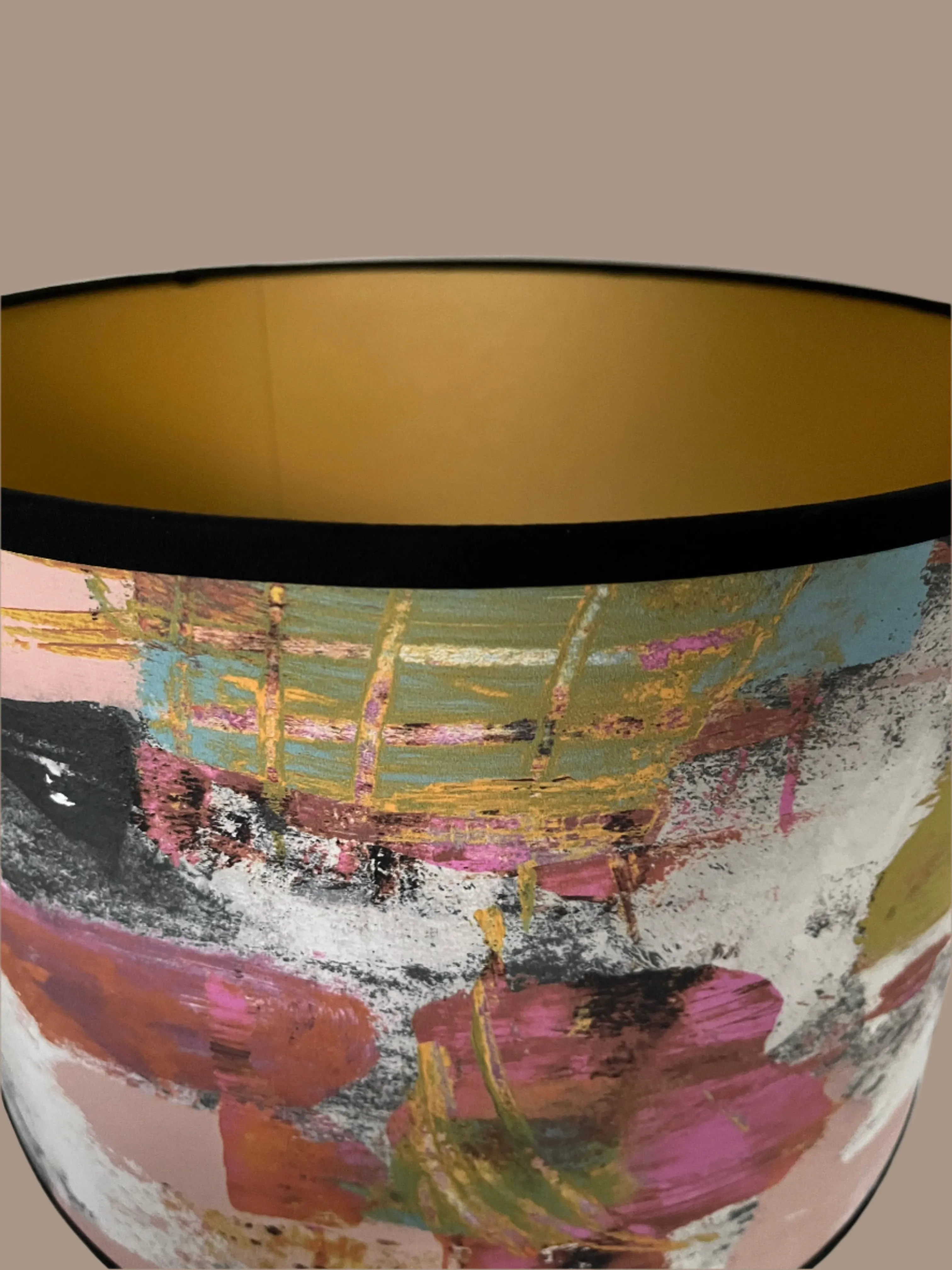 Painterly Abstract Lamp shade - Black - 24 h x 35 d cm