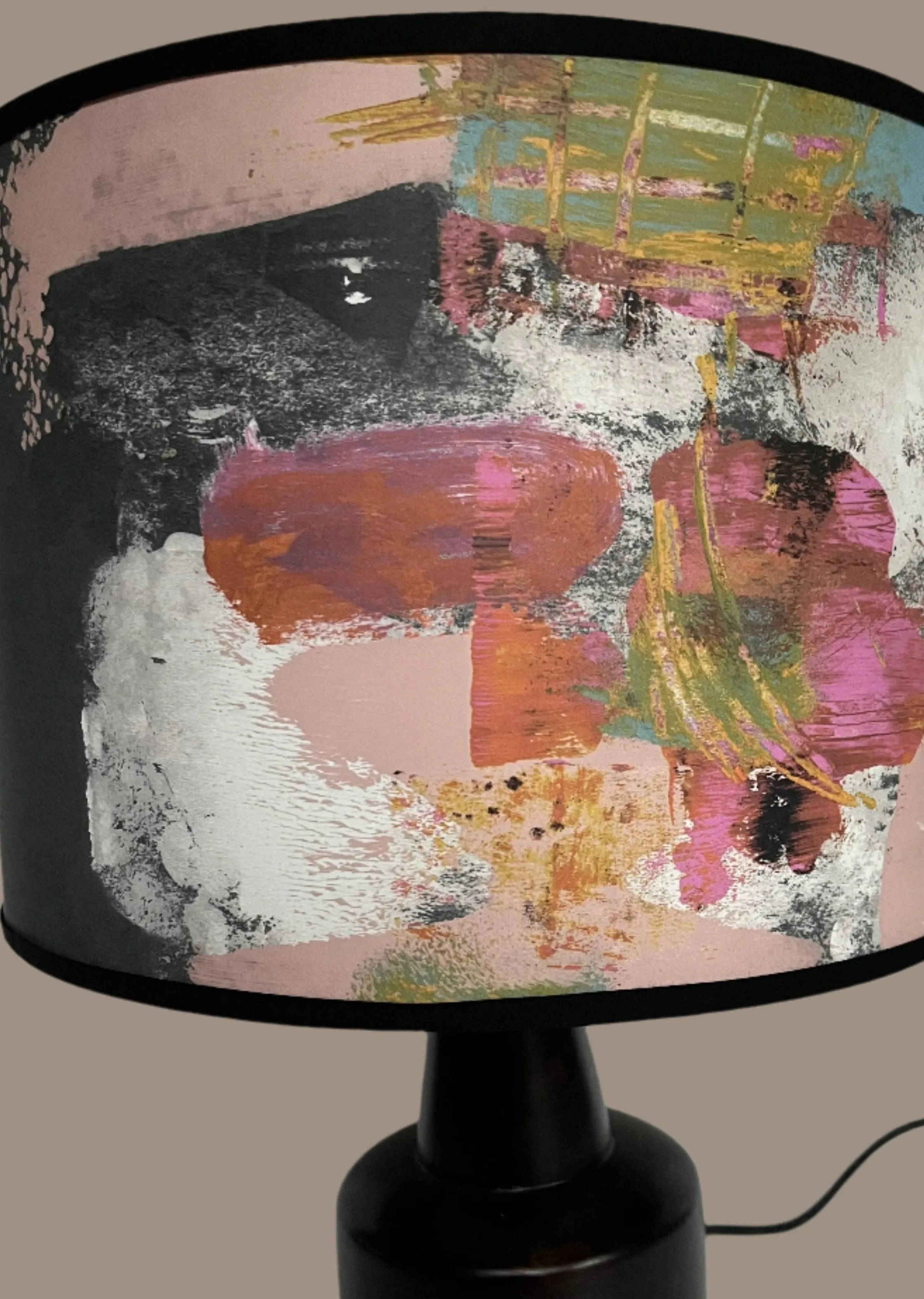Painterly Abstract Lamp shade - Black - 24 h x 35 d cm