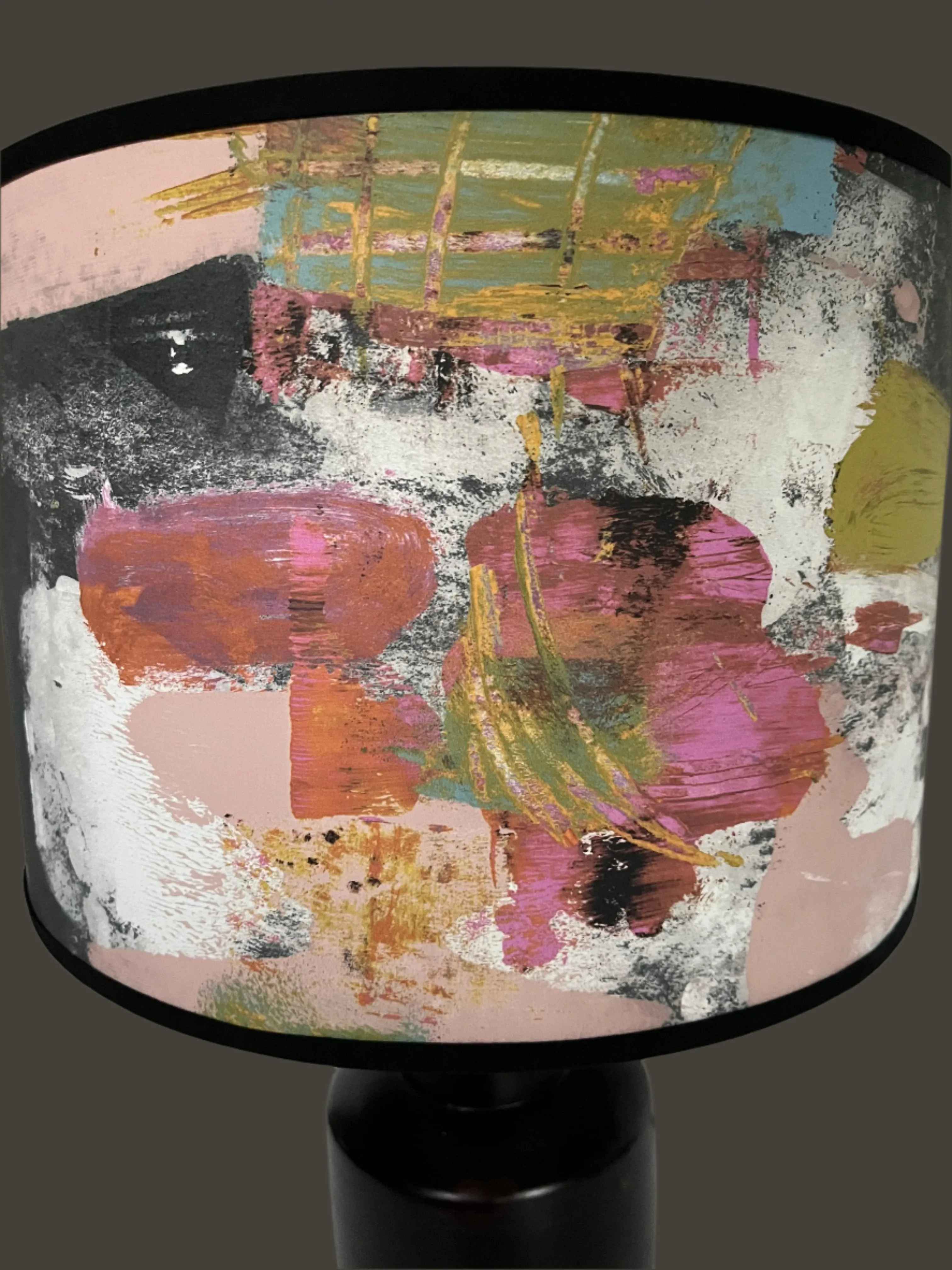 Painterly Abstract Lamp shade - Black - 24 h x 35 d cm
