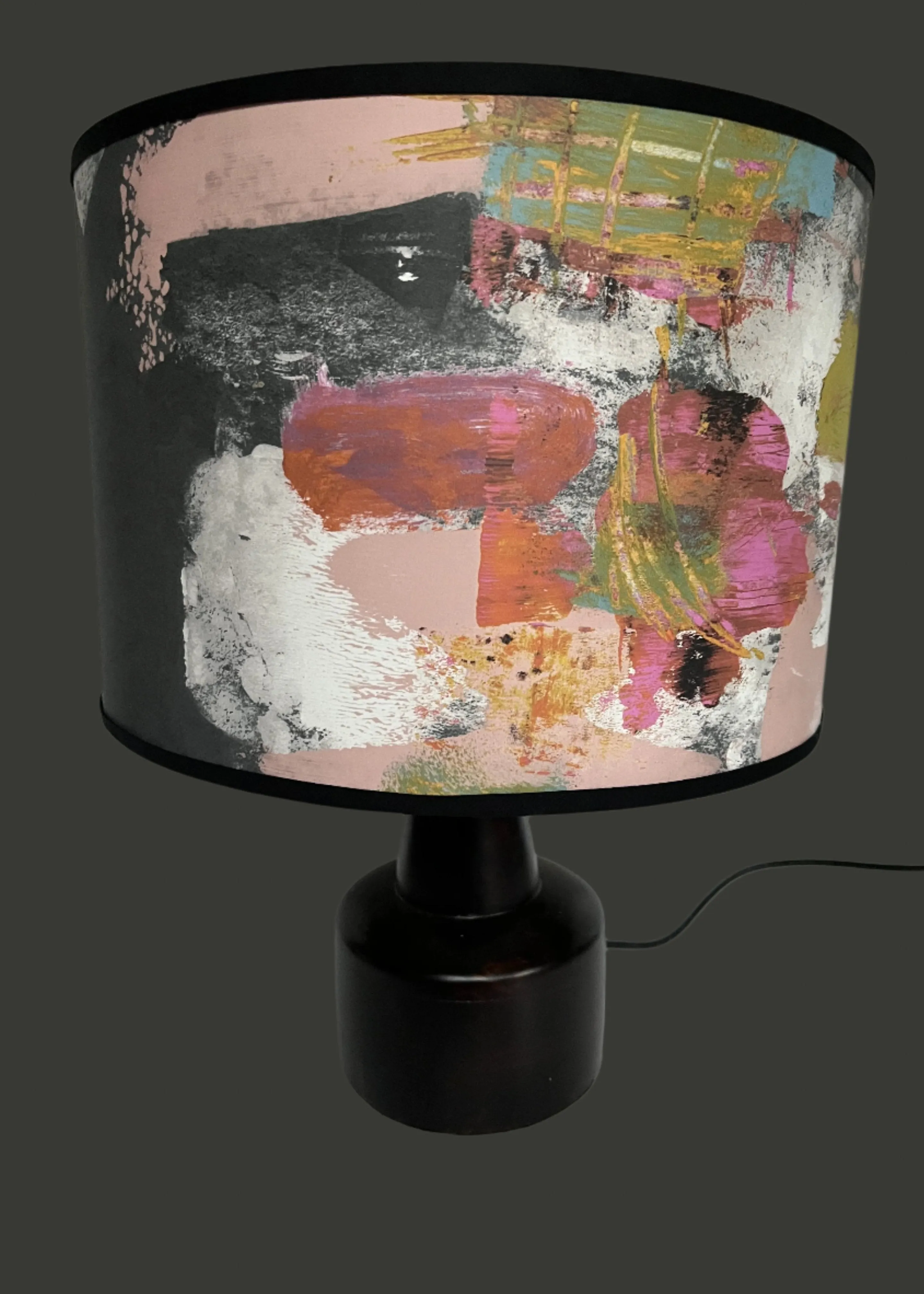 Painterly Abstract Lamp shade - Black - 24 h x 35 d cm