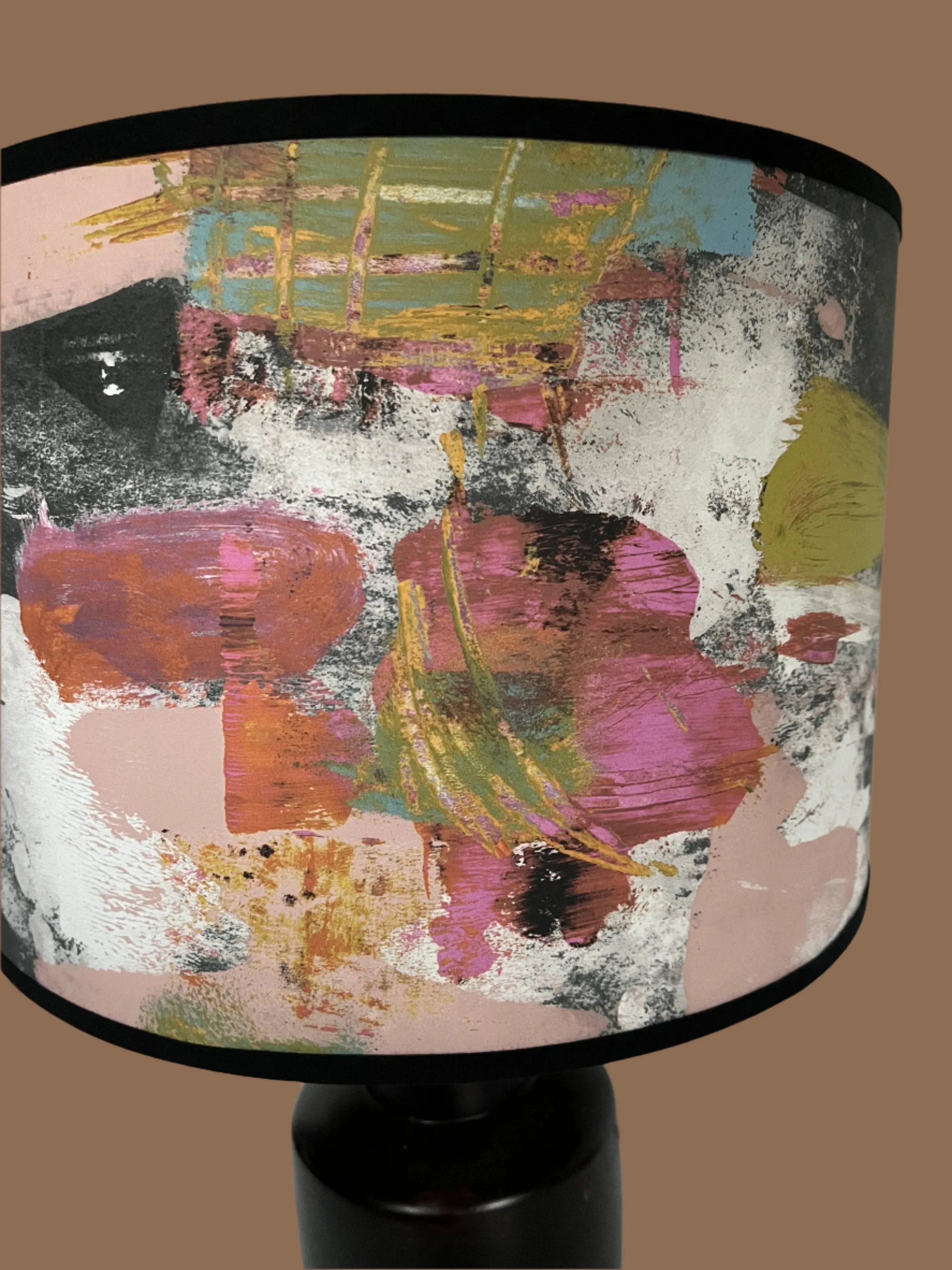 Painterly Abstract Lamp shade - Black - 24 h x 35 d cm