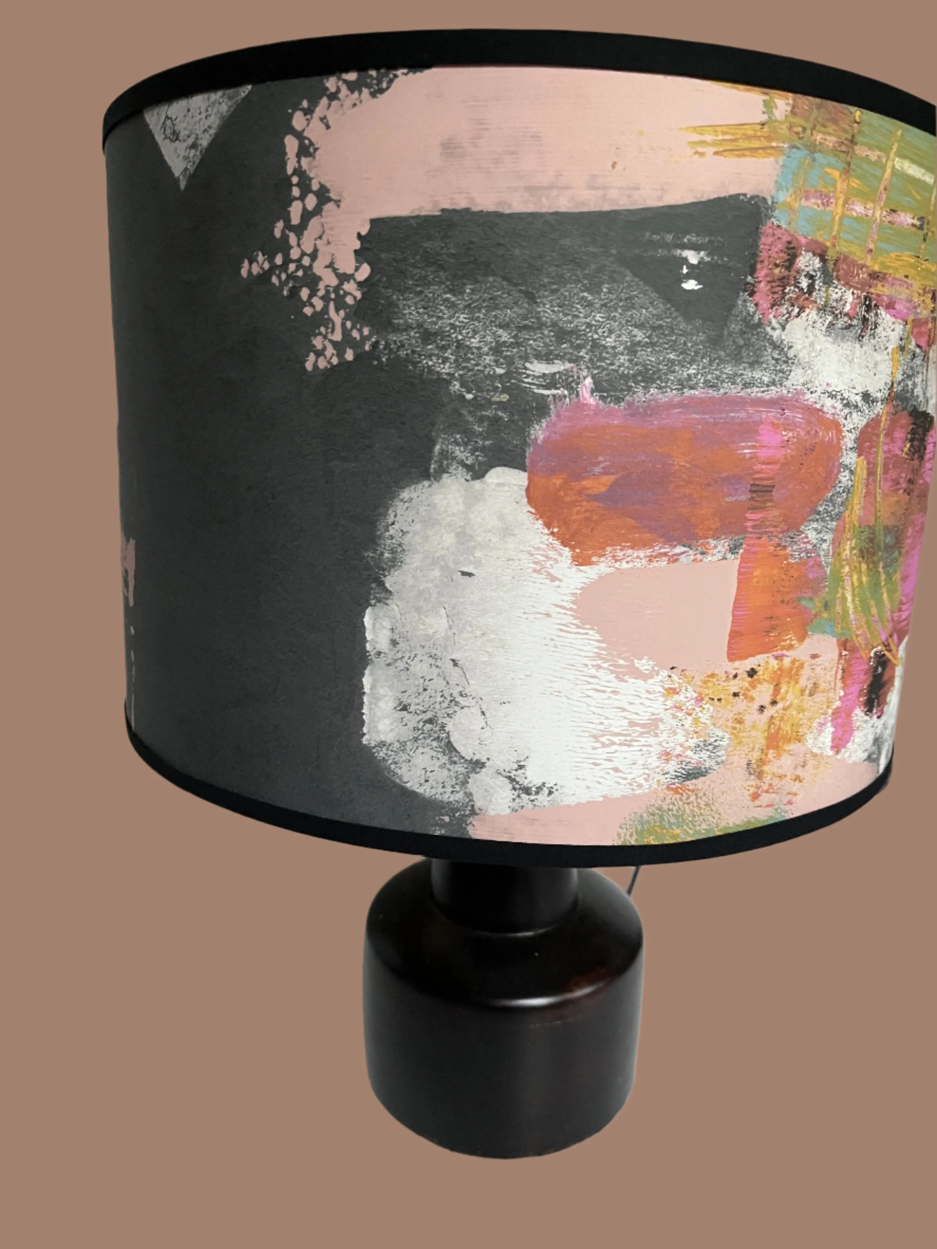 Painterly Abstract Lamp shade - Black - 24 h x 35 d cm