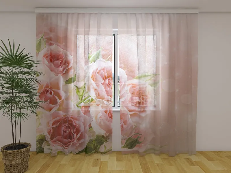 Photo Curtain Bouquet of Delicate Roses
