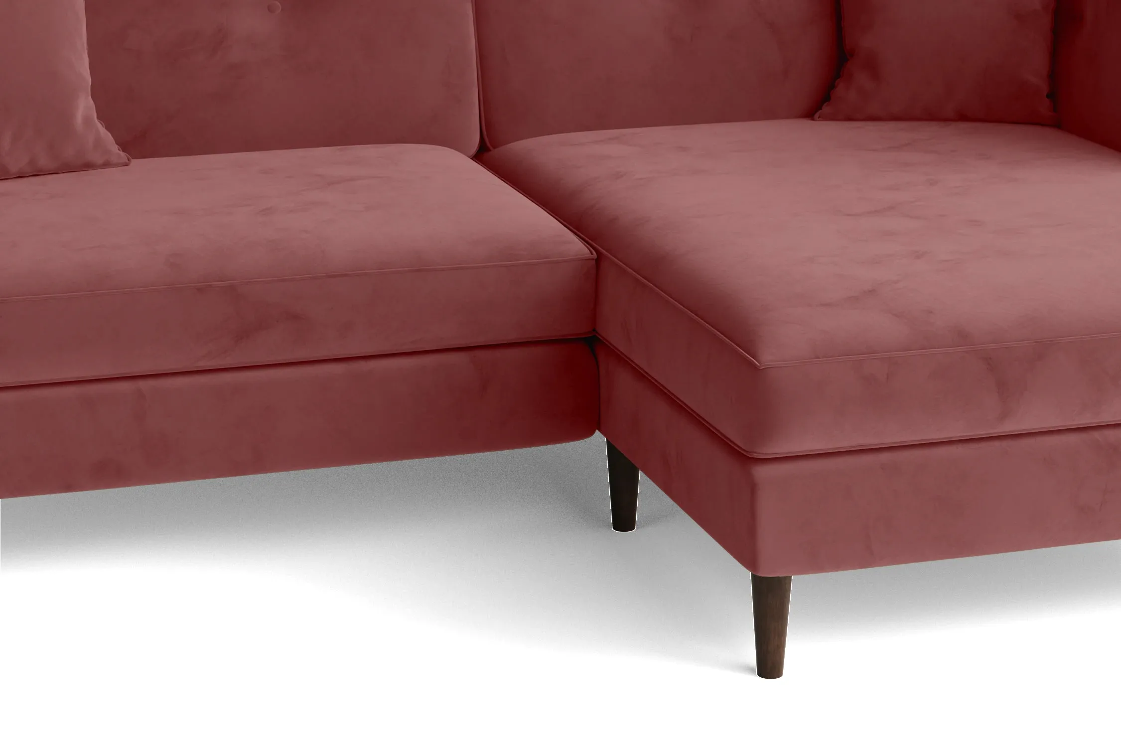 Ragusa 3 Seater Right Hand Facing Chaise Lounge Corner Sofa Pink Velvet