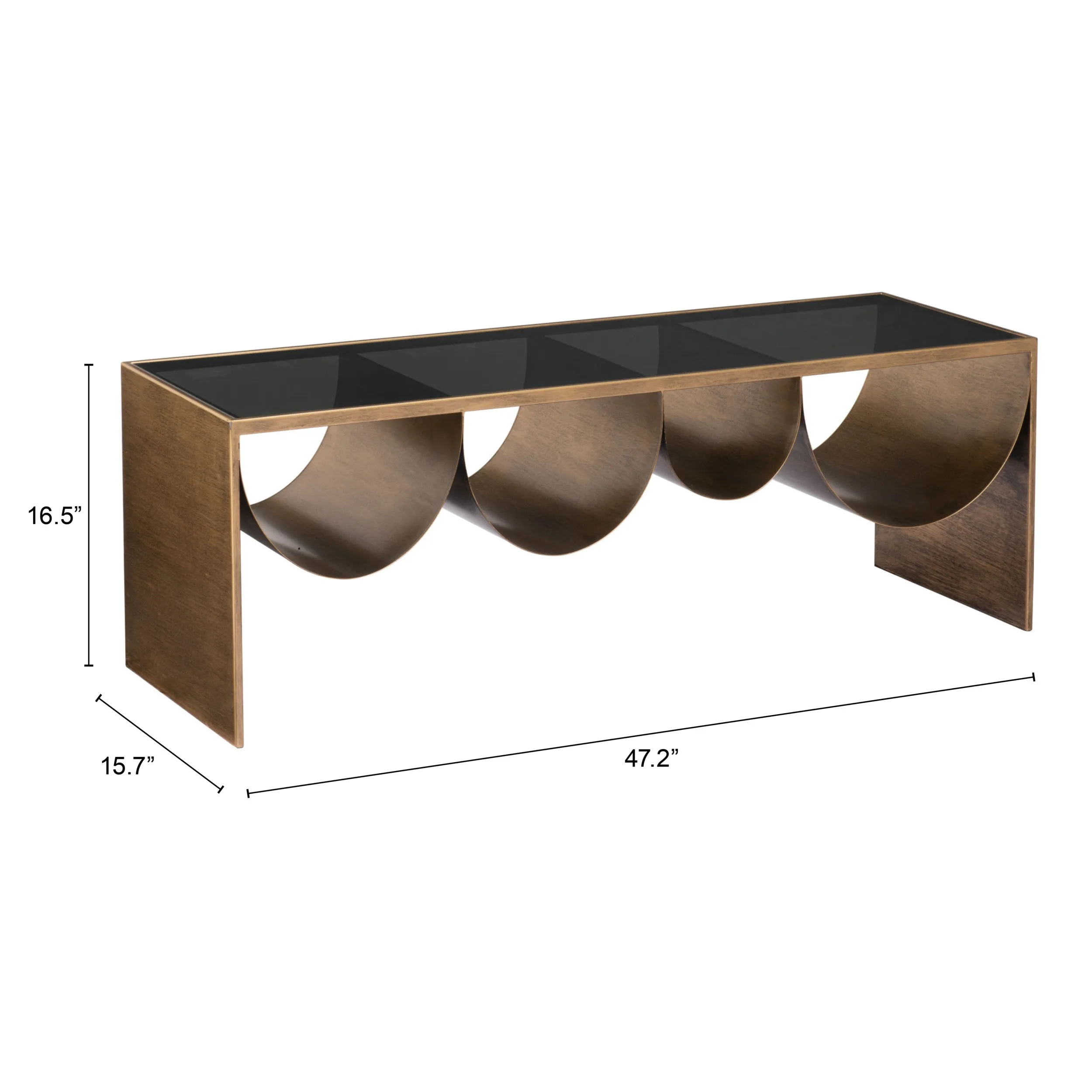 Reed Coffee Table, Brass