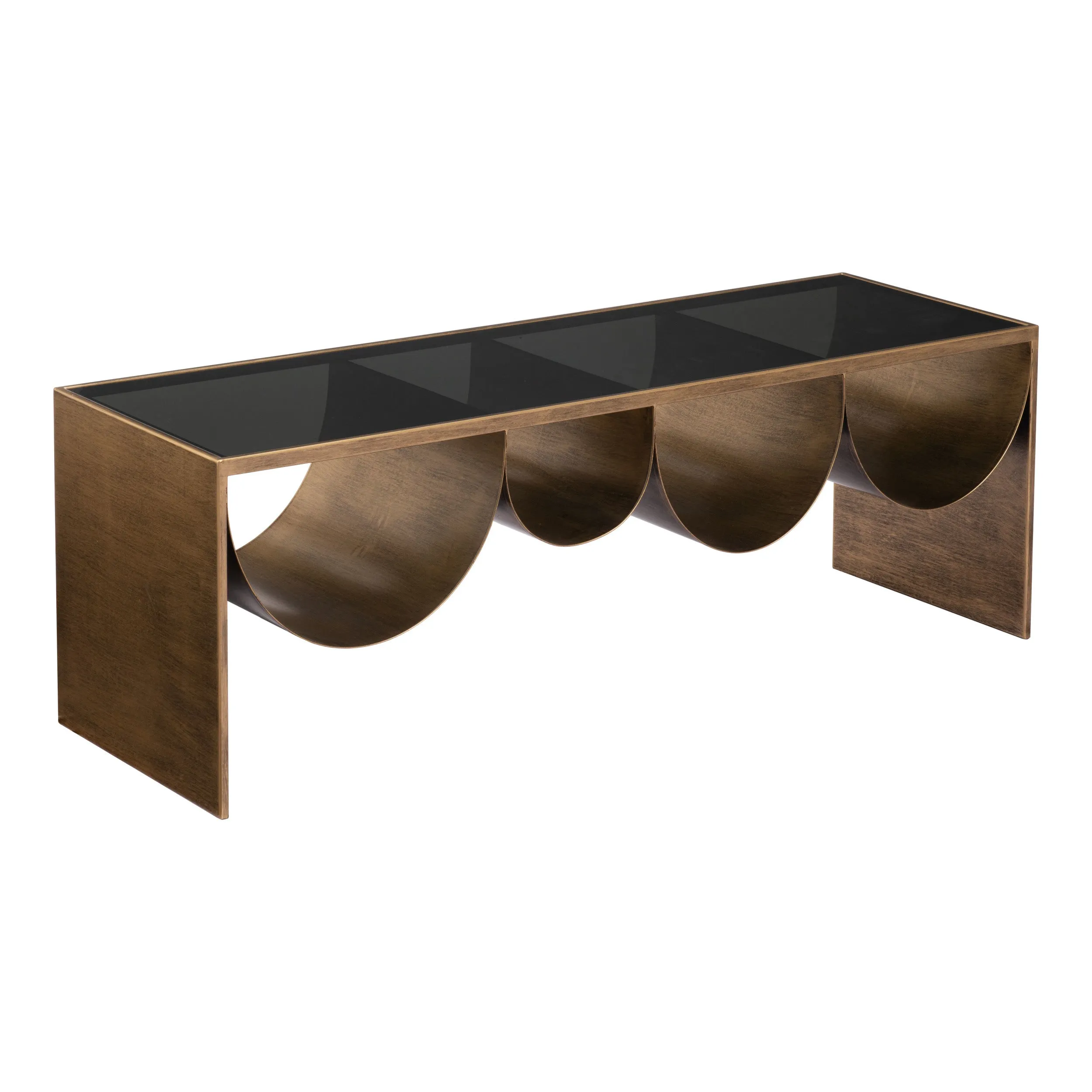 Reed Coffee Table, Brass