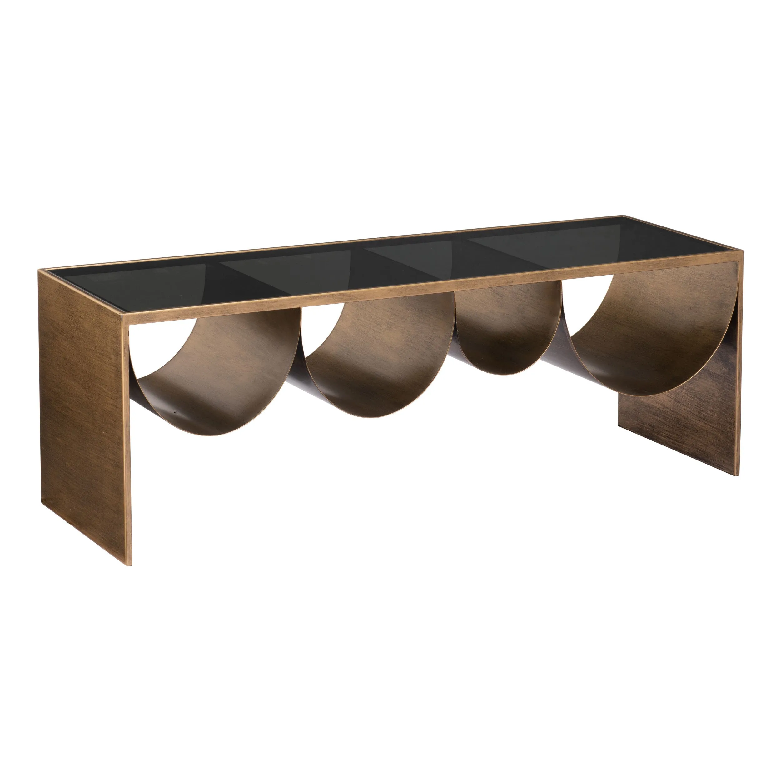 Reed Coffee Table, Brass