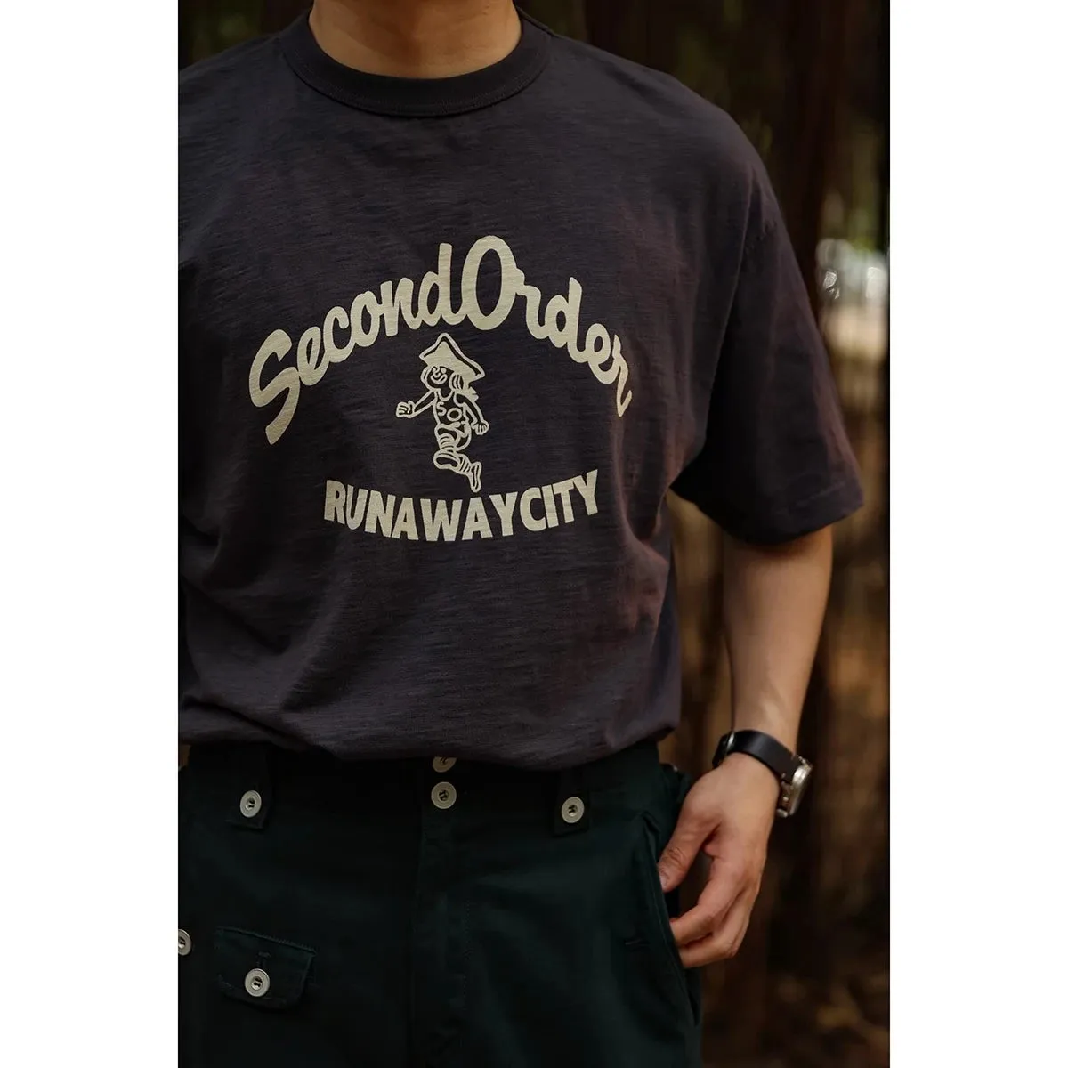 Runaway City Retro Drop-shoulder Tee in Slub Cotton