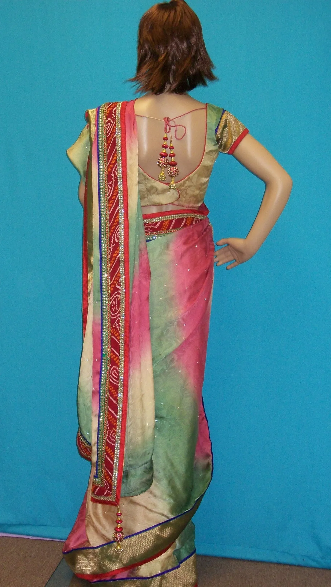 Saree 2378 Rainbow Georgette Wedding Party Wear Sari Saris Shieno Sarees