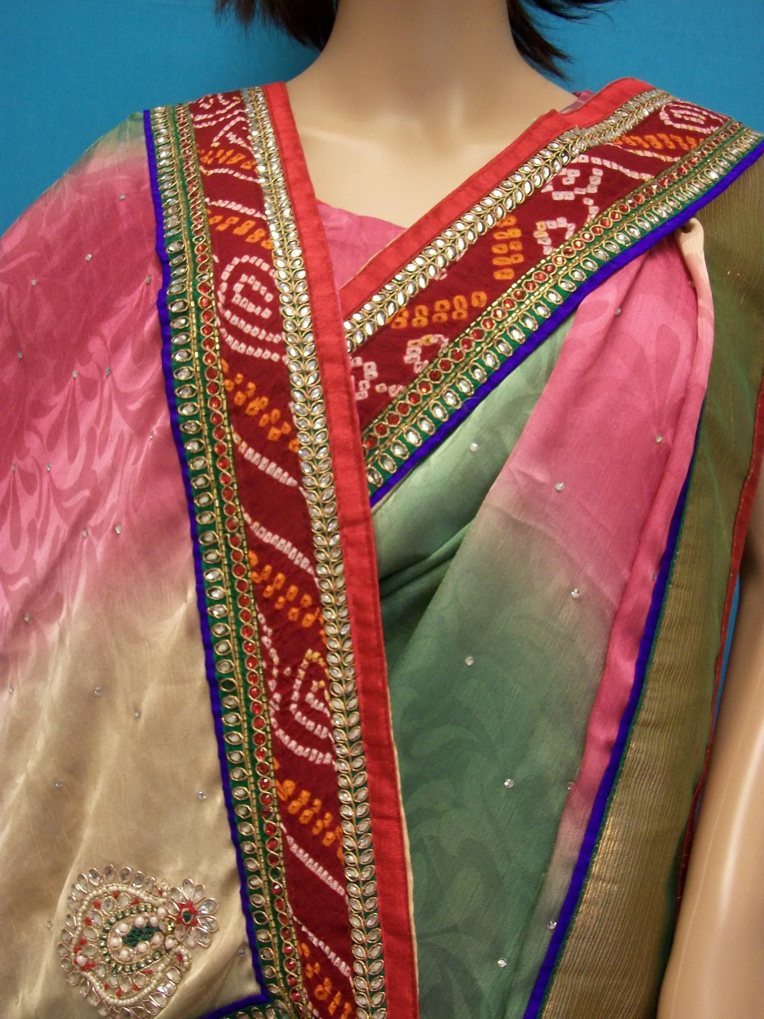 Saree 2378 Rainbow Georgette Wedding Party Wear Sari Saris Shieno Sarees