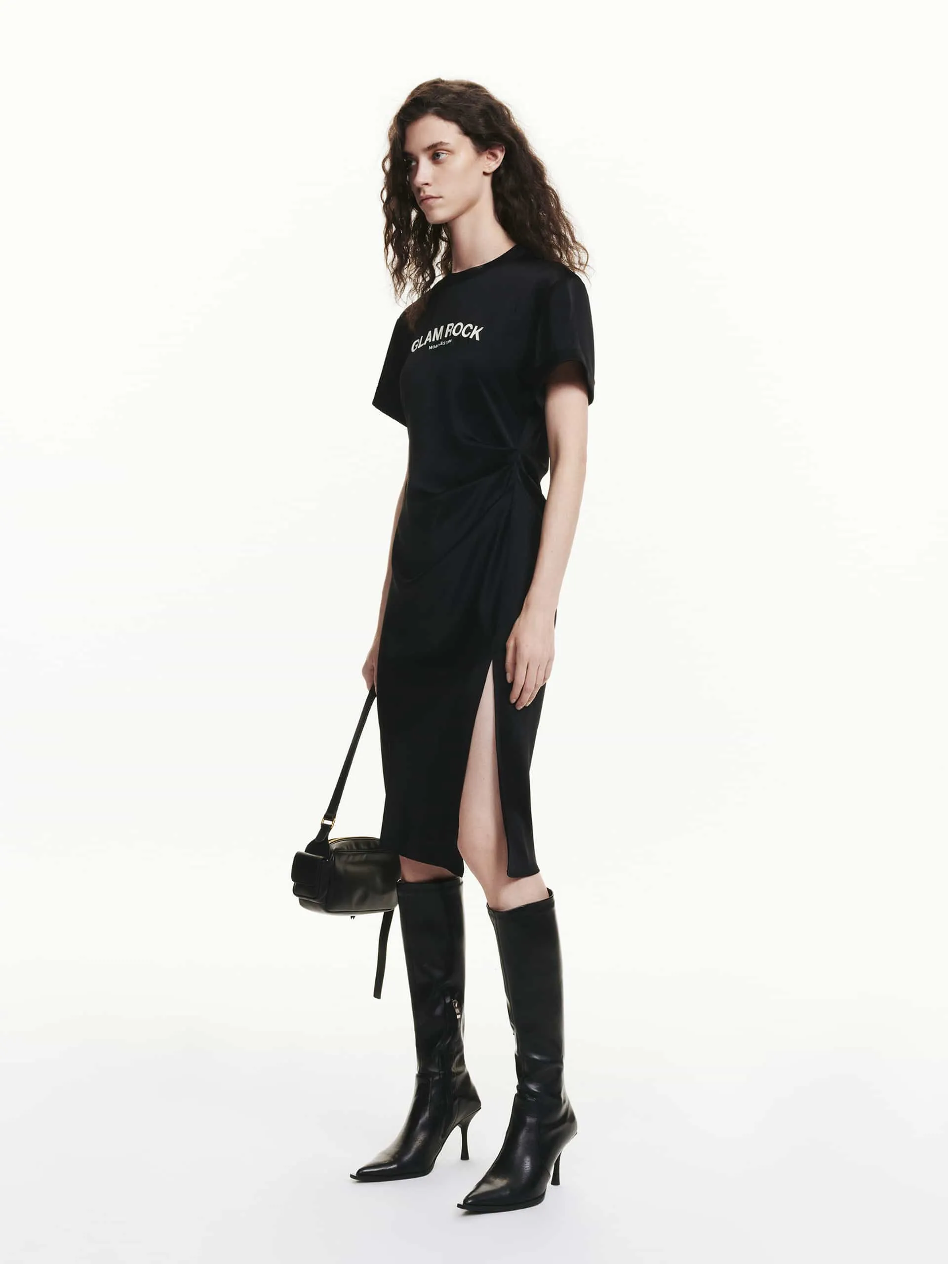 Side Slit Pleated Dress