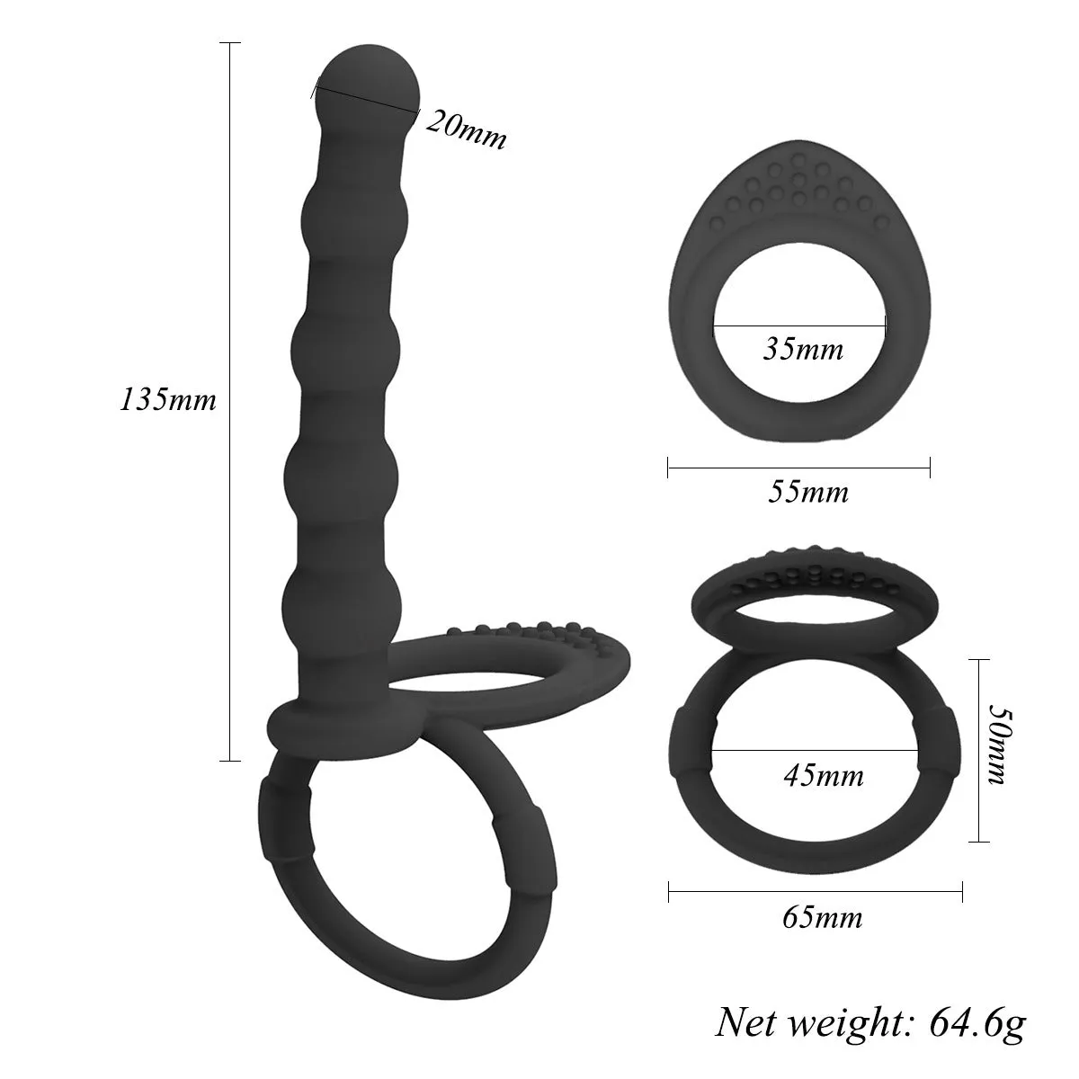 Silicone Cock Ring Anal Beads Couple Sex Toy - Penis Delay Training Vagina Prostate Massager