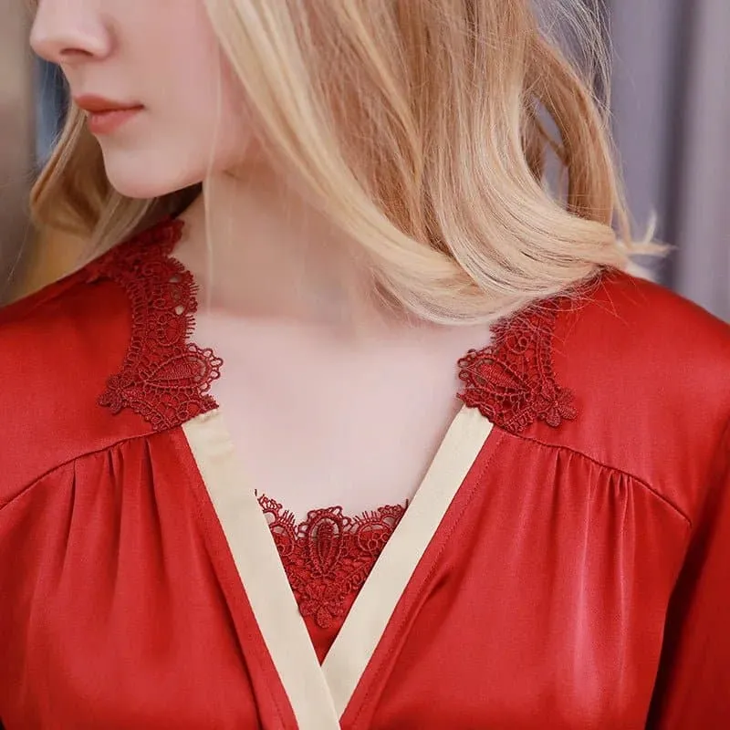 Silk Patchwork Robe Sleepwear | Luxury 19mm Silk | Elegant & Comfortable