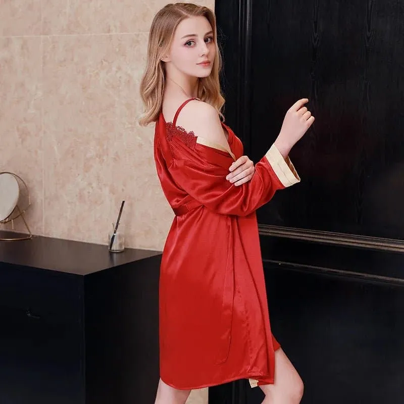 Silk Patchwork Robe Sleepwear | Luxury 19mm Silk | Elegant & Comfortable